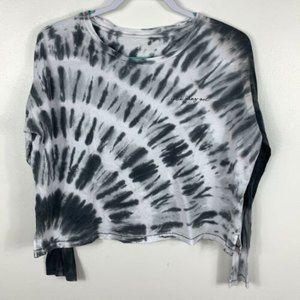 Victoria's Secret Pink Campus Long Sleeve Tee Shirt Tie Dye Gray Let's Hang Out